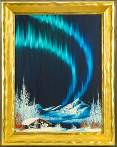 Bob Ross Signed Original Northern Lights 16” x 12” Oil on Canvas Painting with Bob Ross Inc COA