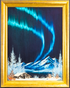 Bob Ross Signed Original Northern Lights 24” x 18” Oil on Canvas Painting