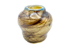 Dale Chihuly 1977 Signed Early Era Hand Blown Glass Olive Green Tabac Basket