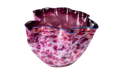 Dale Chihuly, Large Rose Quartz Pink Macchia with Cobalt Blue Lip Wrap - 21" Signed Hand-Blown Glass