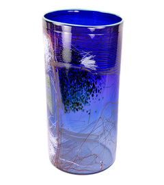 Dale Chihuly Cobalt and Violet Navajo Blanket Cylinder 1984 Signed Glass Sculpture