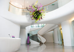 Dale Chihuly Lime Green and Wisteria Purple Hand Blown Glass Chandelier Large 4.5' 2010