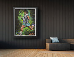 Denny Dent, Soccer Player - Signed 69.5 Inch Original Painting