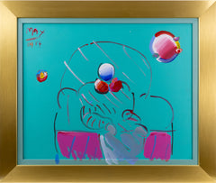 Peter Max, Seated Man - Signed Early Original Acrylic on Canvas Painting 1984 - Contemporary Art