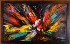 Leonardo Nierman Ignicion Signed Original Oil Painting on Masonite Contemporary Abstract Art