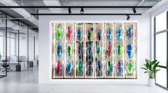 Paolo Venini Struttura Metallica 16' x 11' Full Wall Backlit Colorful Glass Installation