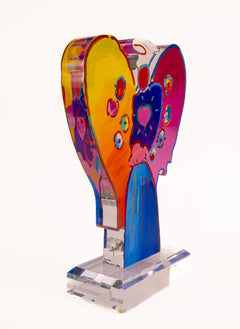 Peter Max, Angel with Heart - 18” Signed 2014 Acrylic Sculpture