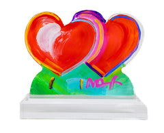Peter Max, Red Double Heart - 13 inch Signed Acrylic Sculpture