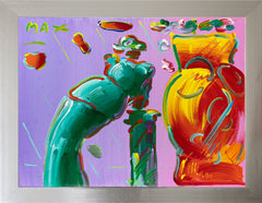 Peter Max Original Painting Rare Leaning Sage & Vase 1992 Signed Acrylic on Canvas
