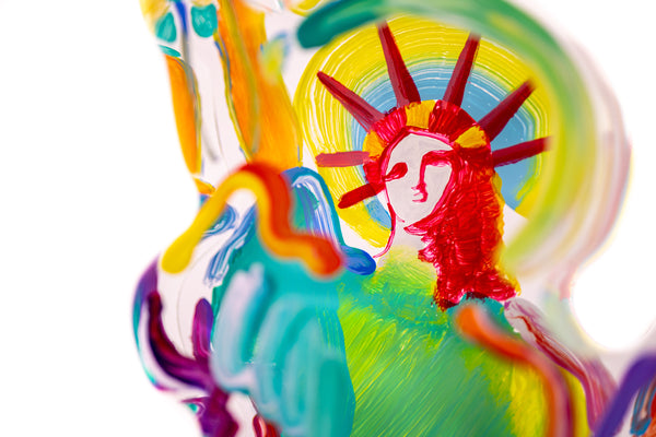 Peter Max Statue of Liberty Acrylic Sculpture Bright Teal 17” Version