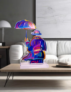 Peter Max Acrylic Sculpture Umbrella Man Signed Large 24" Version $34,500 Appraisal