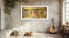 Purvis Young, Large 50 inch Original Trucks and Cars Painting on Plywood
