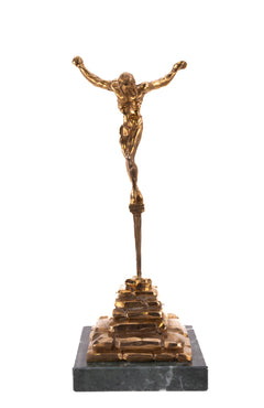 Salvador Dali's 'Christ of St. John of the Cross' is a sculpture in 18k gold on green marble. Limited edition, signed, with certificate of authenticity and historical significance.