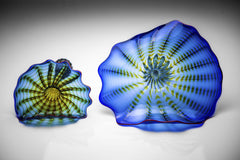 Rare Large Two Piece Persian 98 Glass Sculpture Azzuro Blue NR