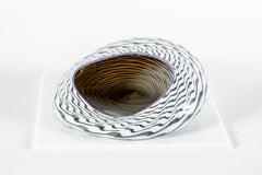 Dale Chihuly Black and White Seaform with Purple Lip Wrap