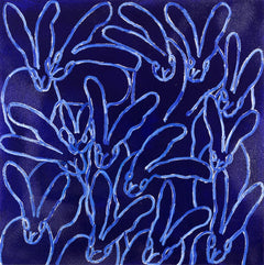 Original 40" x 40" Diamond Dust Bunny Painting Blue Lagoon Oct. Moon Contemporary Art