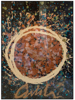 Gold Circle Original Acrylic Painting Signed Contemporary Art