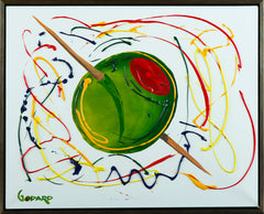 Large Olive Original Acrylic Painting on Canvas, Bar Pop Art