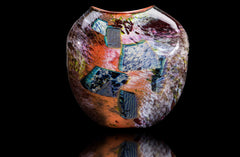 William Morris, Red and Black Shard Vessel - Hand-blown Contemporary Glass Art