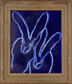 Hunt Slonem Blue Moon Diamond Dust Bunny Painting