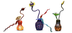 Massive Illuminated Commissioned Ikebana Garden Hand Blown Glass Sculpture 71" four piece 300k+