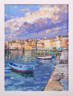 Howard Behrens Clouds Over the Harbor Signed Original Oil Painting on Canvas