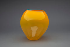Dale Chihuly Mango Basket Teal Lip Original, Hand Blown Glass Sculpture Signed Dated