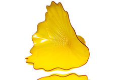 Dale Chihuly Original Buttercup Yellow Persian with Blood Red Lip Wrap Hand Blown Glass Art