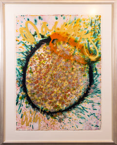 Dale Chihuly Signed Original Orange, Green, Gold Macchia Watercolor and Acrylic Painting