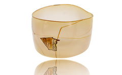 Dale Chihuly, 1979 Signed Peach Tabac Basket with Navajo Blanket Shard - Hand Blown Glass