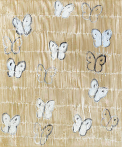 Hunt Slonem White Ascension Halloween Gold Butterfly Painting Contemporary Art