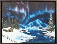 Bob Ross Signed Original Northern Lights Painting