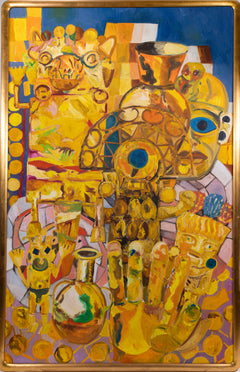Hunt Slonem Original Rare Inca Gold Series Everhart Museum Oil Painting