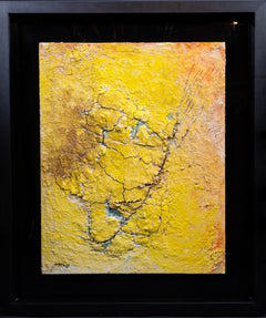 Jamali, Yellow Fresco Tempura Painting - Signed Original Contemporary Art Painting