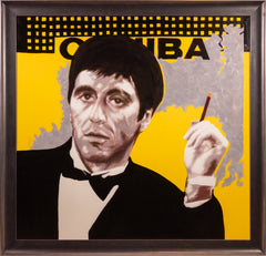 Steve Kaufman Al Pacino Scarface Cohiba Cigar Original Oil Painting Documented