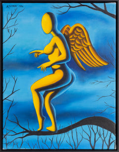 Mark Kostabi Point of Departure Blue Signed Origianl Painting