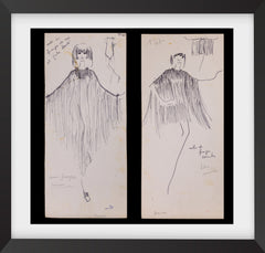 Karl Lagerfeld Set of 2 Original Fashion Sketches Pencil Drawing  T-61 & X67