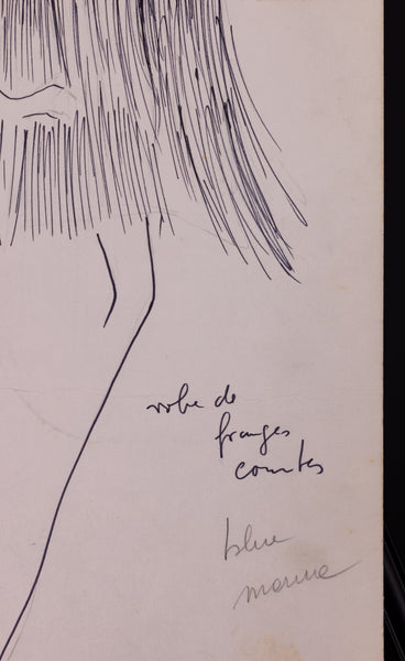 Karl Lagerfeld Set of 2 Original Fashion Sketches Pencil Drawing  T-61 & X67