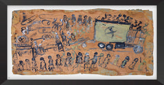 Purvis Young Original Army Truck Pullin' a Cannon Large 46" Painting on Canvas with Foundation COA
