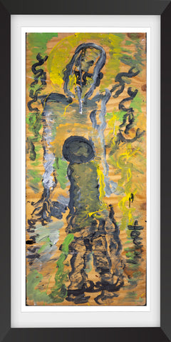 Purvis Young - Boy Looking up to his Father Original Signed Painting with Foundation COA
