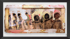 Purvis Young Large 64" Original Signed Untitled Figurative Painting in Handmade Frame with Foundation COA