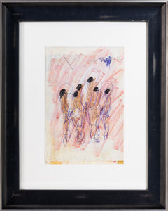 Purvis Young Dual-Sided Signed Original Figurative Crayon and Ink Drawing