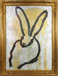 Hunt Slonem Signed Original Gold Bunny Painting