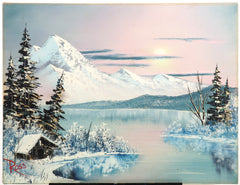 Bob Ross Rare Signed Original Arctic Winter Day 18" x 24" Oil on Canvas Painting