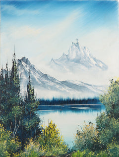 Bob Ross Rare Signed Original Mountain Serenity Oil on Canvas Painting