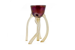 Mary Ann Toots Zynsky 1970s Hand Blown Glass Leg Goblet Purple II $7500 Appraisal