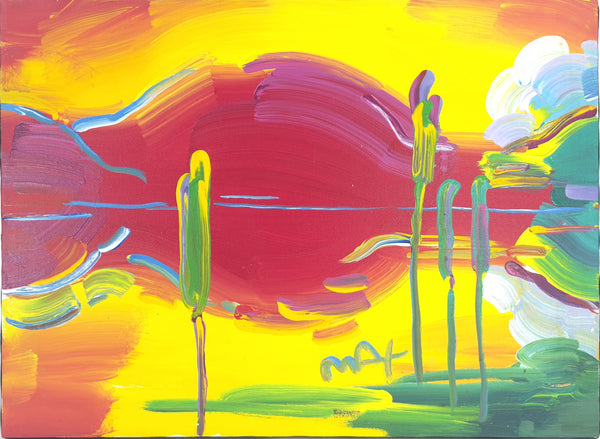 Peter Max Original Sunset Reeds II 1997 Signed Acrylic on Canvas Painting