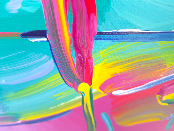 Peter Max Original Sunset Reeds I 1997 Signed Acrylic on Canvas Painting