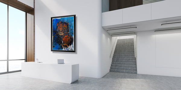 Dale Chihuly Orange and Blue Baskets Large 60” Signed Original Mixed Media Painting