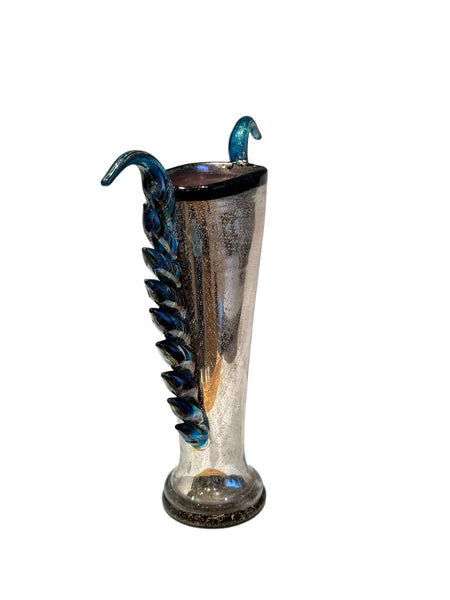 Dale Chihuly Copper and Midnight Blue Piccolo Venetian Vase Signed Unique Hand Blown Glass